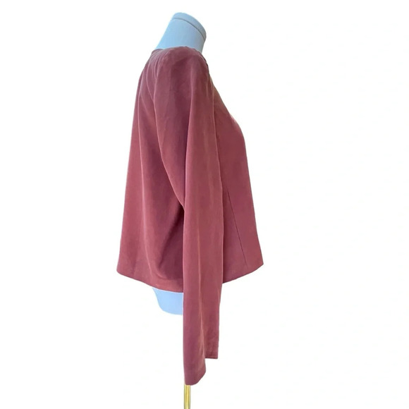 Eileen Fisher 100% Silk Terracotta Open Front Collarless Jacket Size Small - Picture 5 of 10